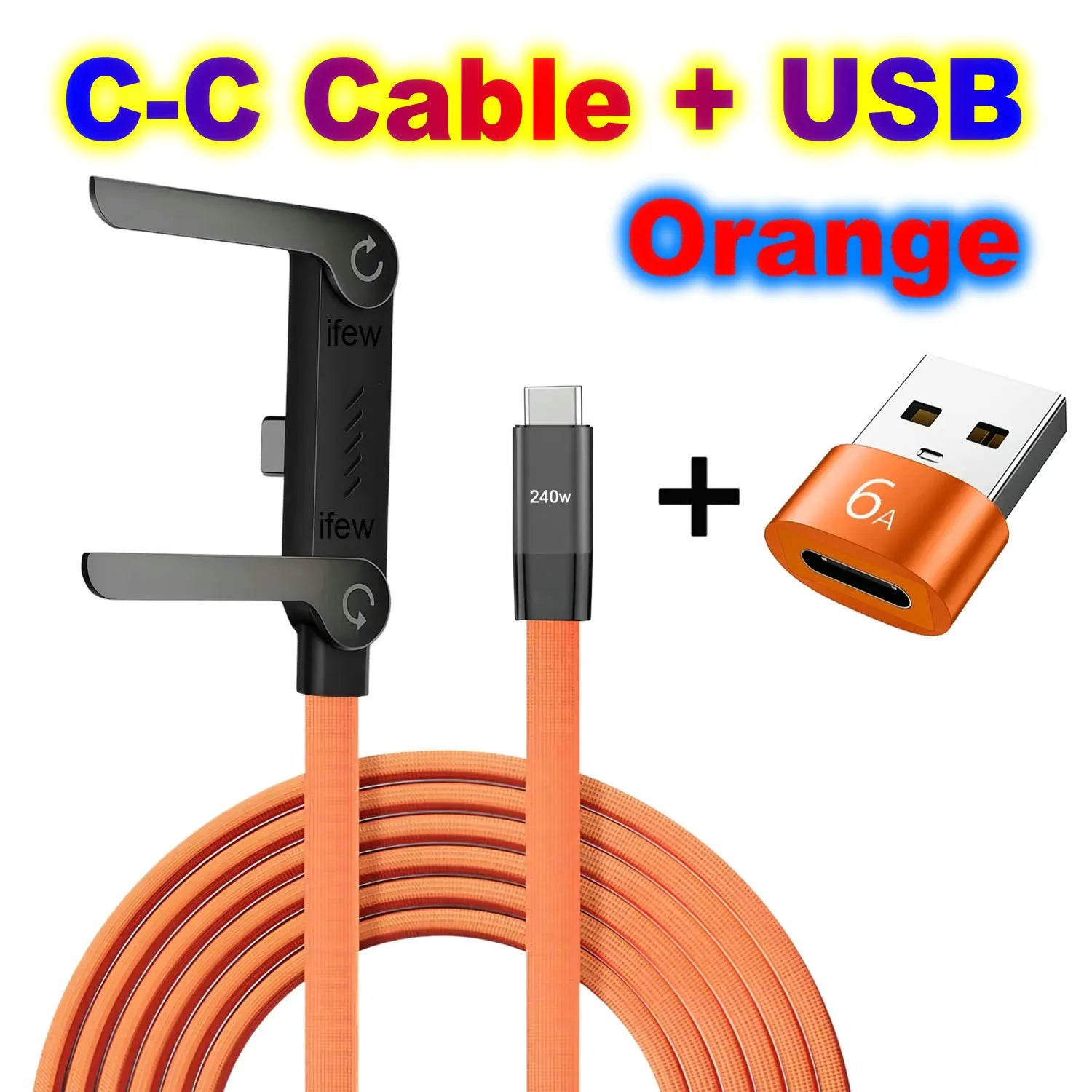 Quick Charge Flat Phone Charger Type C 240W Foldable Stand Fast Charging Kick Cable Stand Holder Cord for Iphone 17 16 Samsung