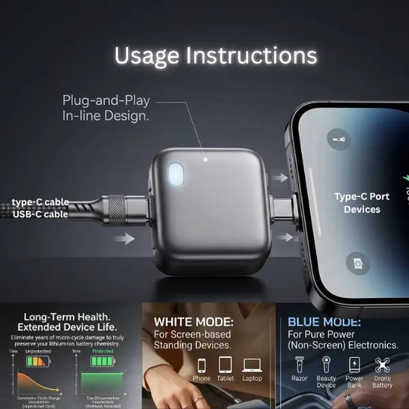 140W Physical-Disconnect Battery Guard, Auto&Self Eject Charger,Smart Auto-Stop Charging Accessory for Mobile Smartphones & Handheld Devices, Anti-Overcharge Protection for Safe Overnight Charging, Universal for Phones Laptops Tablets,Motherday Gift