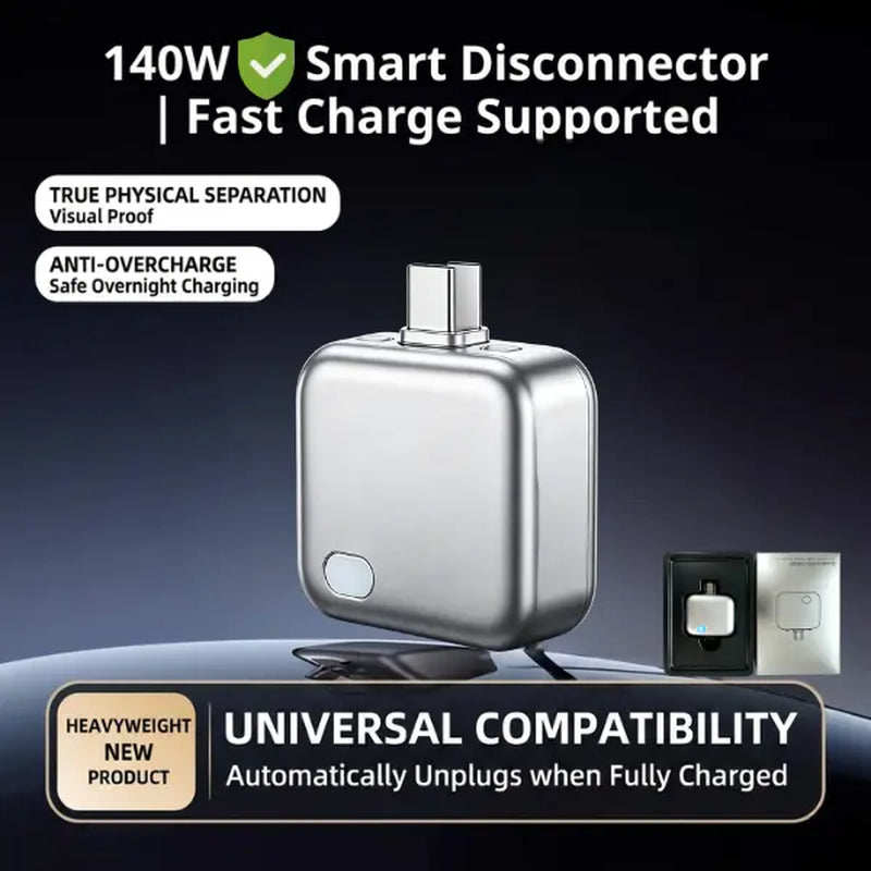 140W Physical-Disconnect Battery Guard, Auto&Self Eject Charger,Smart Auto-Stop Charging Accessory for Mobile Smartphones & Handheld Devices, Anti-Overcharge Protection for Safe Overnight Charging, Universal for Phones Laptops Tablets,Motherday Gift