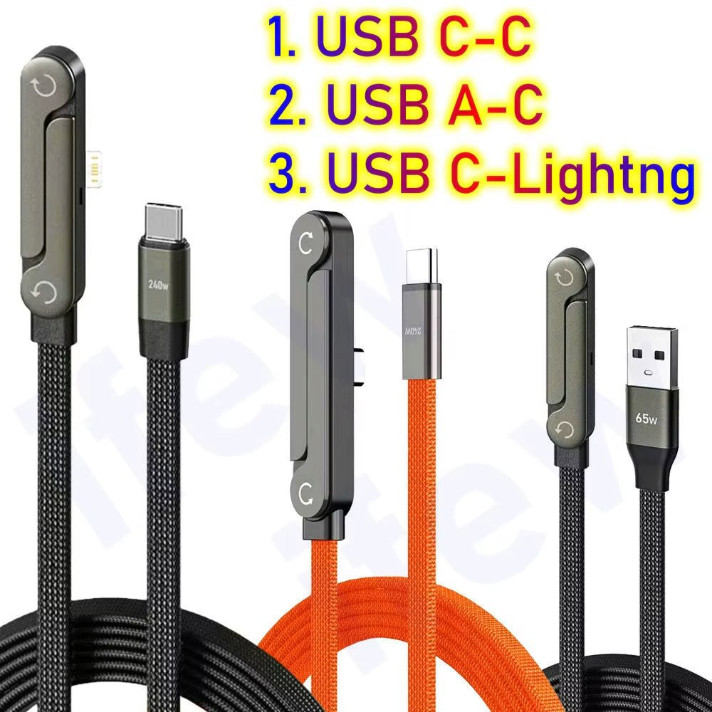 Quick Charge Flat Phone Charger Type C 240W Foldable Stand Fast Charging Kick Cable Stand Holder Cord for Iphone 17 16 Samsung