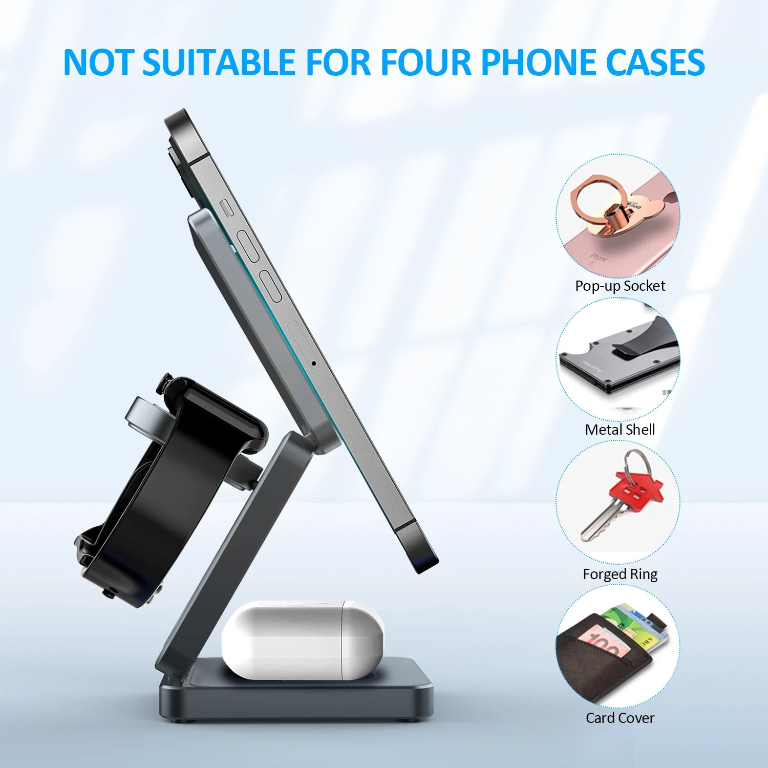 3 in 1 Magnetic Foldable Wireless Charger Stand for Iphone 15 14 13 12 Apple Watch 8 7 Airpods Pro Fast Charging Dock Station