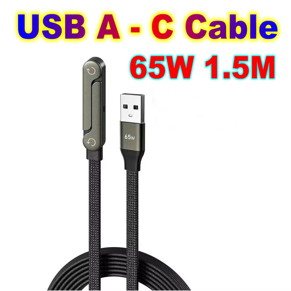 Quick Charge Flat Phone Charger Type C 240W Foldable Stand Fast Charging Kick Cable Stand Holder Cord for Iphone 17 16 Samsung