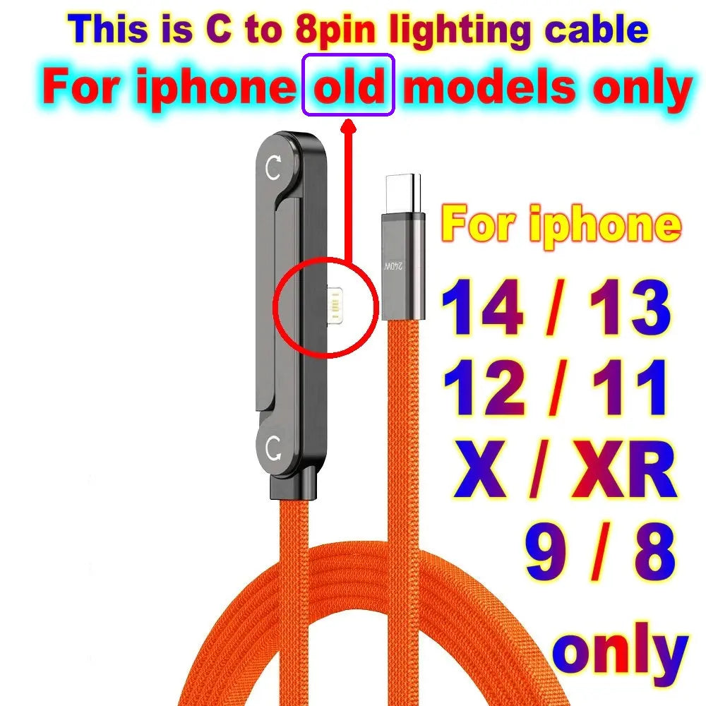 Quick Charge Flat Phone Charger Type C 240W Foldable Stand Fast Charging Kick Cable Stand Holder Cord for Iphone 17 16 Samsung