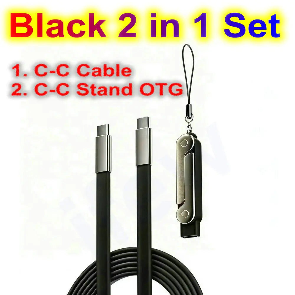 Quick Charge Flat Phone Charger Type C 240W Foldable Stand Fast Charging Kick Cable Stand Holder Cord for Iphone 17 16 Samsung